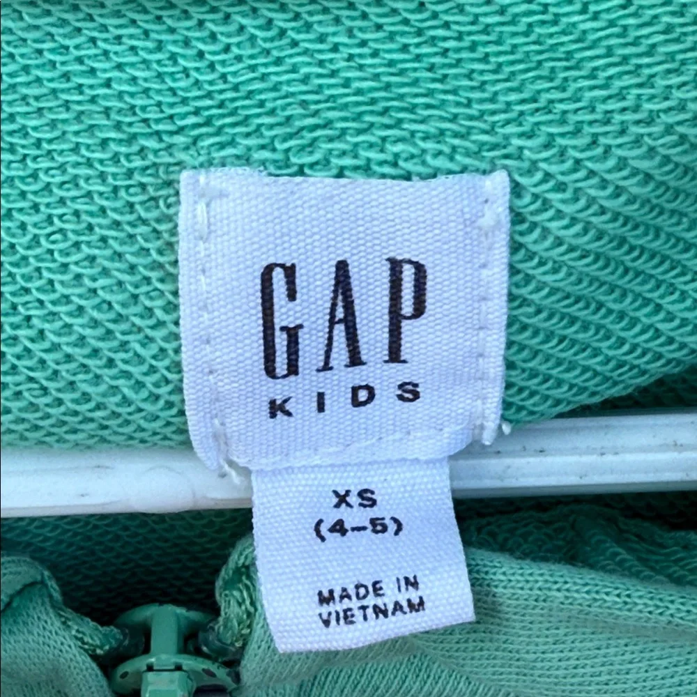 GAP Kids Mint Teal Pink Embroidered Logo Zipper Hooded Sweatshirt Size XS 4-5